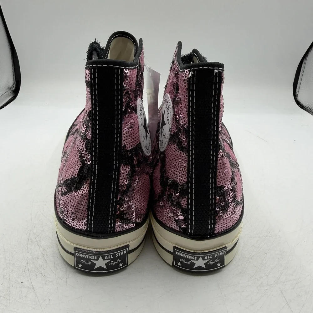 Converse Chuck 70 High Shoe Men 8.5 Women 10.5 Pink Sequin Snake Pattern Sneaker